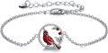 wholesale 925 Sterling Silver Red Bird and Cherry Branches Charm Anklet-0-0