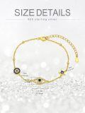 wholesale Gold 925 Sterling Silver Evil Eye Star Anklet with Blue Stones and CZs for Women-0-1