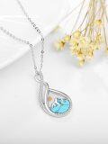 wholesale 925 Sterling Silver & Turquoise Mustard Seed Necklace with AAA CZ - Inspirational Christian Faith Jewelry Gift-0-2