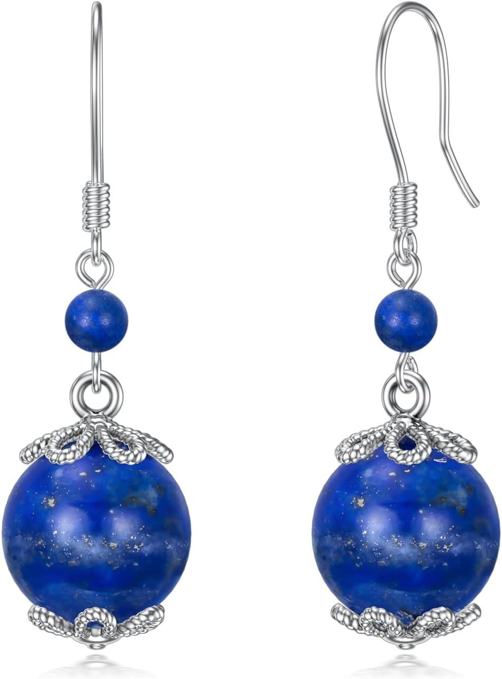 Sterling Silver Lapis Lazuli Dangle Earrings Boho Wedding Gifts for Women-Lapis Lazuli B