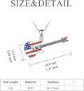 wholesale 925 Sterling Silver American Flag Bass Guitar Pendant Necklace Music Lover Gifts for Women Girls-0-4