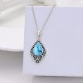 wholesale Sterling Silver Moonstone Turquoise Onyx Larimar Moss Agate Filigree Teardrop Pendant Necklace-0-13