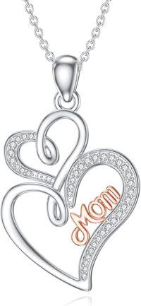 wholesale 925 Sterling Silver Double Heart Mom Pendant Necklace - Mother's Day Gifts-Double Heart-1