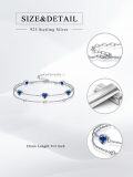 wholesale 925 Sterling Silver with 5A Cubic Zirconia & Sapphire Double Strand Heart Charm Bracelet - September Birthstone Gift for Women-0-5