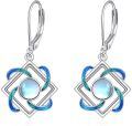 wholesale 925 Sterling Silver Blue Moonstone Celtic Knot Filigree Dangle Leverback Earrings-0-0