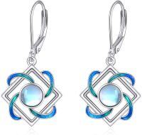 wholesale 925 Sterling Silver Blue Moonstone Celtic Knot Filigree Dangle Leverback Earrings-Celtic Earrings