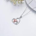 TOUPOP Stainless Steel Crystal Horse Heart Pendant Necklace-0-3