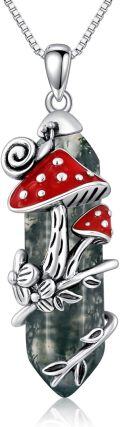 wholesale Sterling Silver Mushroom Necklace with Snail Pendant Gift for Women-0-24