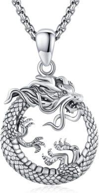 wholesale 925 Sterling Silver Dragon Yin Yang Pendant Necklace for Men Women Gifts-E-Dragon