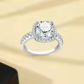TOUPOP Sterling Silver D Color Vvs1 Moissanite Cushion Cut Halo Ring-0-5