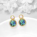 wholesale 925 Sterling Silver Plated Gold- Abalone Shell Pearl Round Stud Earrings for Women s-0-1