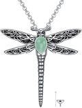 wholesale Sterling Silver Stone Dragonfly Urn Necklace for Ashes w Filling Tool-0-53
