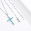 wholesale 925 Sterling Silver Cross with Turquoise and Malachite Inlay Christian Pendant Necklace-0-2