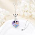 wholesale 925 Sterling Silver Heart Crystal Rose Urn Pendant Keepsake Jewelry with Funnel and Fill Kit-0-3