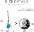 wholesale 925 Sterling Silver Blue Turquoise Turtle Drop Earrings-0-3