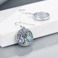 wholesale 925 Sterling Silver Abalone Shell Triple Moon Goddess Pentagram Drop Earrings Wiccan Jewelry for Women-0-3