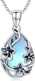 wholesale 925 Sterling Silver Moonstone Teardrop Pendant Necklace s for Women Girls-0-0