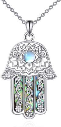 wholesale 925 Sterling Silver Abalone Shell Tree of Life Hamsa Hand Evil Eye Pendant Necklace-Evil Eye Hamsa Hand Necklace