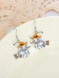 wholesale 925 Sterling Silver Witch Ghost Broomstick Halloween Drop Dangle Leverback Earrings-0-3