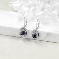 wholesale 925 Sterling Silver Tree Of Life Drop Earrings Wholesale With Green Stone-0-80