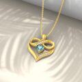 wholesale 14K Gold Blue Topaz and Diamond Infinity Heart Pendant Necklace for Women Gifts-0-2