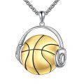 wholesale 925 Sterling Silver Basketball Headphone Pendant Necklace Wholesale For Men Women Basketball Lovers Gift-0-0