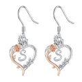TOUPOP Sterling Silver Rose Heart Butterfly Initial S Letter Drop Dangle Earrings-0-0