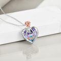 wholesale 925 Sterling Silver I Love You Mom Necklace with Rose Flower and Heart Crystal Pendant for Women-0-4