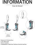 wholesale TOUPOP Cowgirl Earrings Western Earrings For Women Sterling Silver Turquoise Dangle Drop Western Jewelry For Women Country Cowgirl Jewelry Gifts For Her -0-3