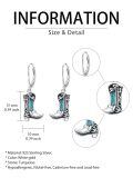 TOUPOP Sterling Silver Turquoise Cowgirl Western Dangle Earrings-0-3