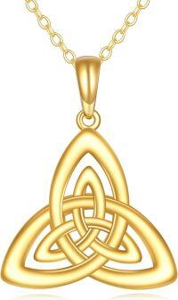 wholesale 14K Gold Triquetra Trinity Knot Pendant Necklace for Women Irish s-F
