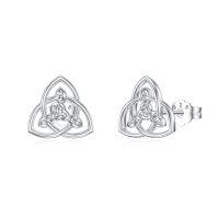 wholesale 925 Sterling Silver Trinity Knot Stud Earrings - Irish  for Women-Triangle