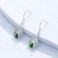 wholesale 925 Sterling Silver Moss Agate Teardrop Dangle Earrings for Women-0-2