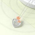 wholesale 925 Sterling Silver Double Rose Heart Pendant Necklace-0-2