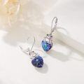 wholesale 925 Sterling Silver Blue Crystal Frog Heart Drop Earrings-0-1