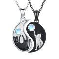 wholesale 925 Sterling Silver Yin Yang Cat Necklace Wholesale With Moonstone-0-0
