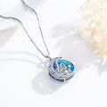 wholesale 925 Sterling Silver Blue Crystal Celtic Moon & Stars Pendant Necklace for Women-0-2