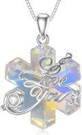 wholesale TOUPOP Snowflake Necklace For Women 925 Sterling Silver Dainty Love You Letter Pendant Necklaces With Crystal Anniversary Birthday Christmas Jewelry Gifts For Mom Wife Girlfriend Sister Friend -0-0