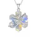 TOUPOP Sterling Silver Crystal Snowflake Love Letter Pendant Necklace-0-0