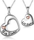 wholesale 925 Sterling Silver Heart Pendant Necklaces Big Sister Little Sister Matching Set Gift for Mother Daughter Wife-0-0