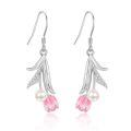 wholesale 925 Sterling Silver Pink Tulip Pearl Drop Earrings Floral  for Women-0-0