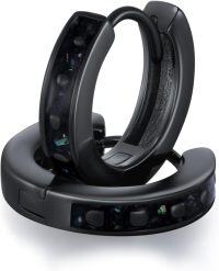 wholesale Black 925 Sterling Silver Viking Huggie Hoops w/Rune - Nordic Pagan Gift for Him-Abalone Shell