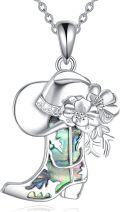 wholesale 925 Sterling Silver Abalone Shell Cowboy Boots Pendant Necklace for Women Western Style -0-0