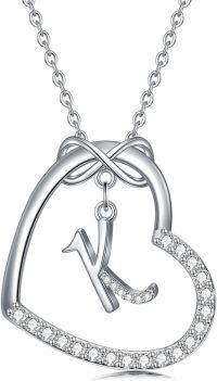 wholesale Sterling Silver Heart Initial Necklace Infinity A Z Letter Necklaces for Women-K