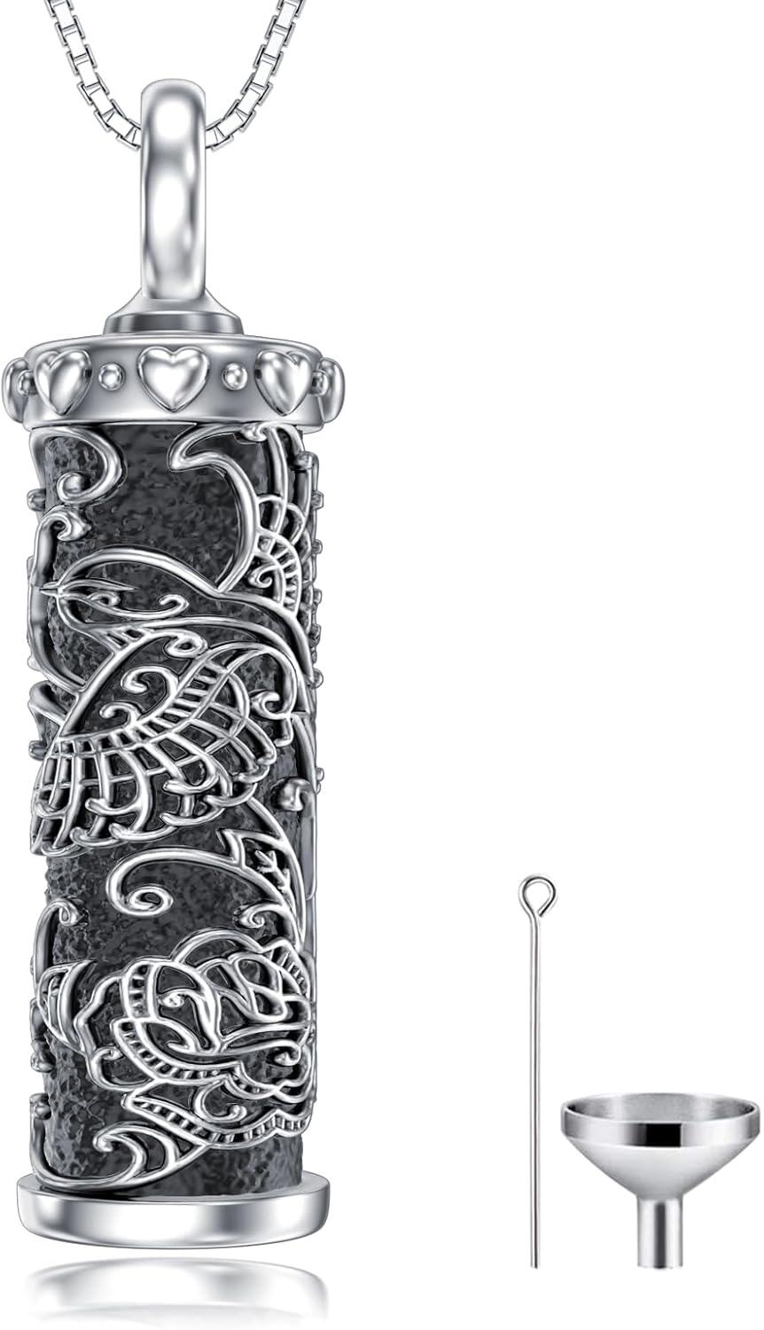 Sterling Silver Retro Hummingbird Rose Sunflower Urn Pendant Necklace-1-Hummingbird