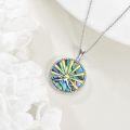 wholesale 925 Sterling Silver Round Abalone Shell Mountain Sun Pendant Necklace for Women - Faith  for Nature Lovers-0-4