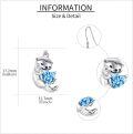 wholesale 925 Sterling Silver Blue Crystal Heart Otter Dangle Earrings for Women Girls Gifts Jewelry Accessories 4cm Long-0-3