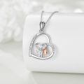 wholesale 925 Sterling Silver Elephant Girl Heart Pendant Necklace With Cubic Zirconia And Rose Gold-0-2