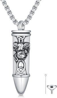 wholesale 925 Sterling Silver Marine Corp Bullet Shape Memorial Keepsake Ashes Holder Necklace with Funnel and Fill Tool for Men's Cremation Jewelry-Bullet