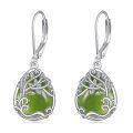 wholesale 925 Sterling Silver Tree Of Life Drop Earrings Wholesale With Green Stone-0-0